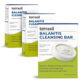 Terrasil Balanitis Soap for Men packaging showcases daily care and discreet use.