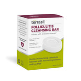 Terrasil Folliculitis Soap pack shot, natural cleansing for irritated skin.