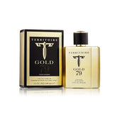 Territoire Gold 79 bottle front conveys masculine elegance for daily confidence.