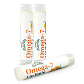 Terry Naturally Omega 7 Lip Balm packaging front, three-pack lip care for dry lips.
