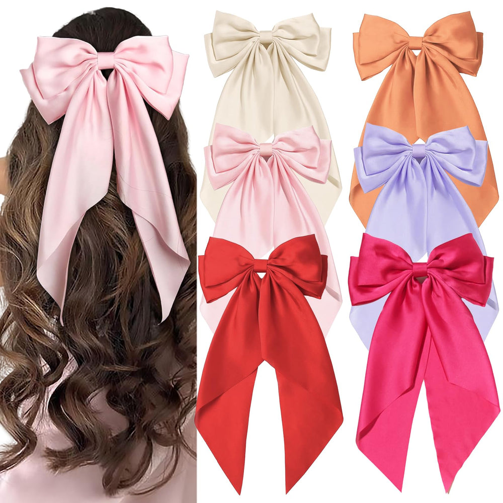 TERSE hair bow big bow clip on glossy satin finish enhances daily glamour