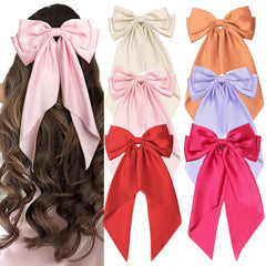 TERSE hair bow big bow clip on glossy satin finish enhances daily glamour