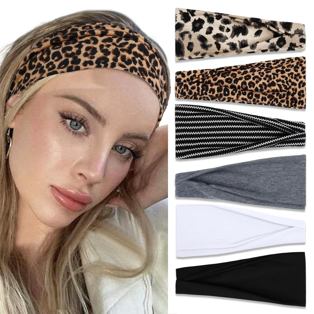 TERSE headbands six-color pack shows non-slip, 4-inch width for secure everyday wear.