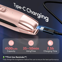 Terviiix cordless hair straightener side view showing compact travel-friendly design.
