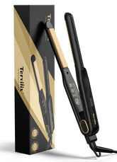 Terviiix half-inch flat iron plates close-up featuring infused ceramic layers for smooth, snag-free styling.