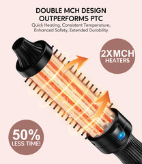 Terviiix ceramic-tourmaline coating promotes even heat and frizz reduction.