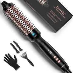 Terviiix thermal brush 1.25-inch curling action creates voluminous roots and soft curls.