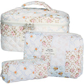 TESAFNG quilted makeup bag set floral large bag for travel organization