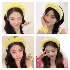 Tetizo Spa Headband anti-slip yellow stays in place while removing makeup