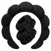 Tetizo spa headband fluffy cloud design close-up for secure hair during cleansing