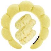 Tetizo Spa Headband yellow keeps hair away during cleansing for a tidy routine