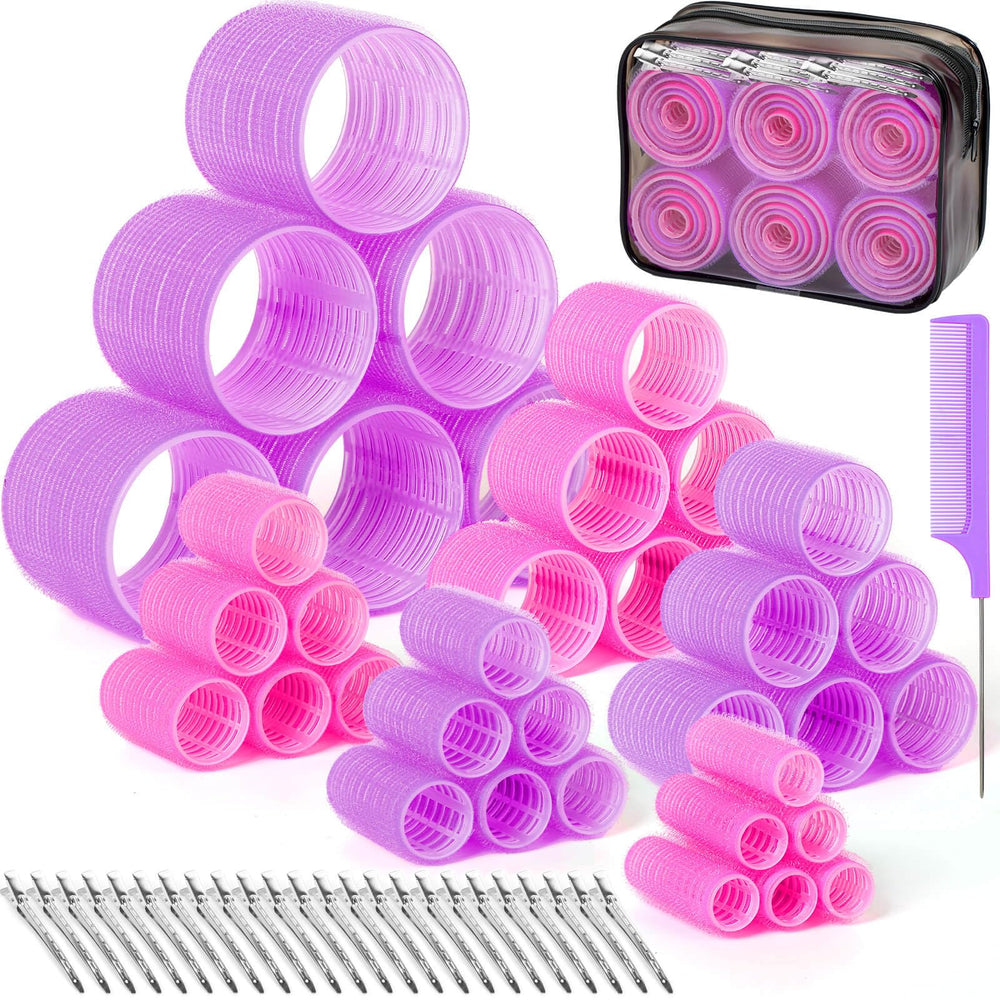 Tetutor hair rollers front view shows six size options for customizable curls
