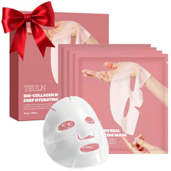TEULN Bio-Collagen Mask 4-pack box shows hydration and convenient skincare storage.