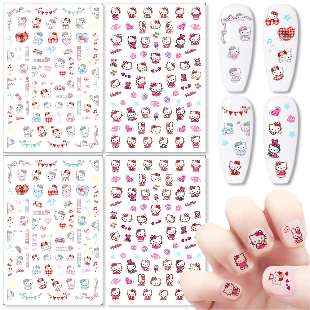 Tezocr cute nail stickers cartoon cat sheet for fast, playful manicures.