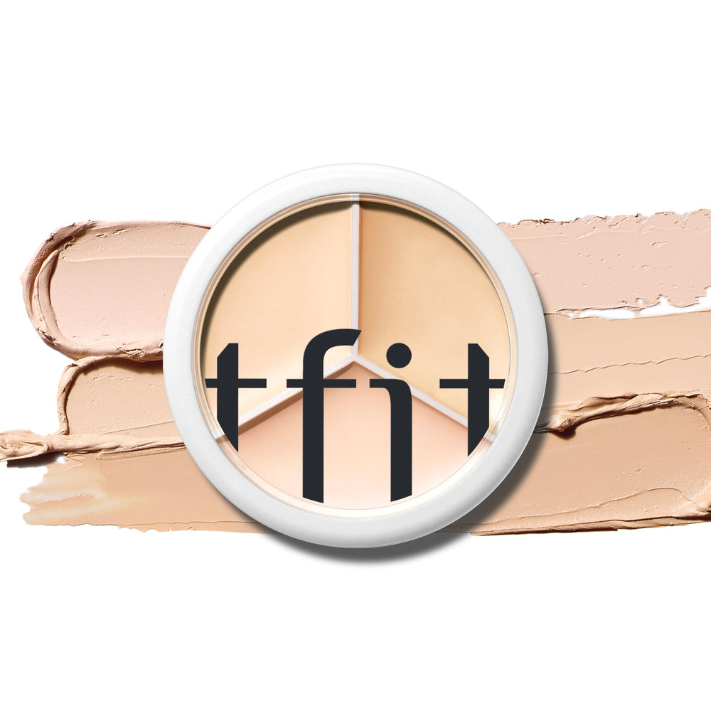 TFIT Multi-Use Pot Concealer triple-palette swatches show full-coverage options for light skin
