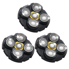 TGSBHIO MicroTouch Titanium replacement heads 3-pack, front view for smooth, precise bald shaving