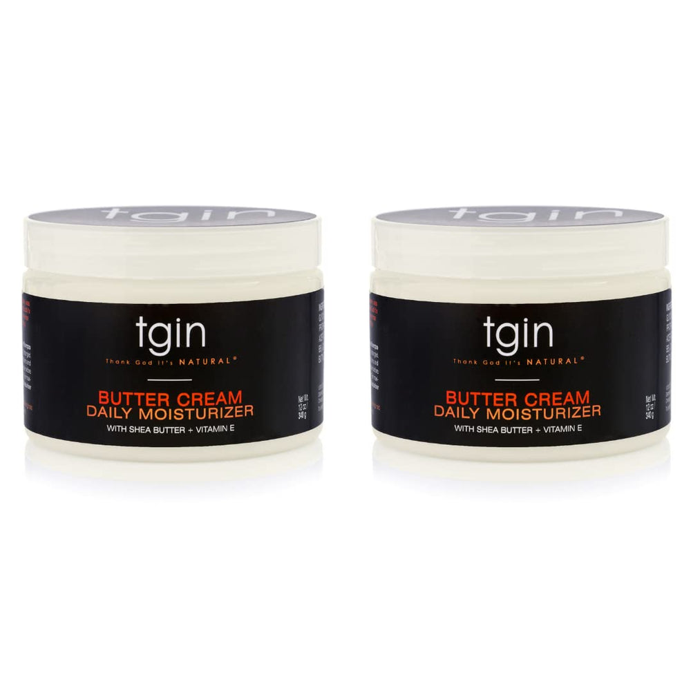 Thank God It's Natural tgin Butter Cream Daily Moisturizer duo pack-shot for deep hydration of curls.