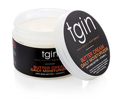 tgin Butter Cream daily moisturizer hands applying demonstrates frizz control and shine