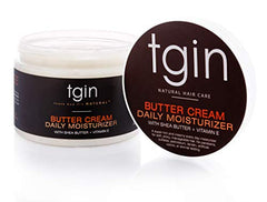 tgin Butter Cream jar closeup highlights rich shea and cocoa butter for moisture