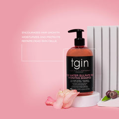 tgin Rose Water shampoo lather closeup highlights foamy cleansing experience