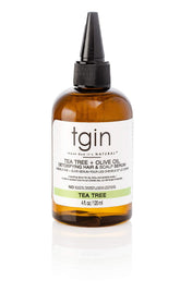 tgin Tea Tree Olive Oil Detoxifying Serum bottle for scalp care and dandruff support