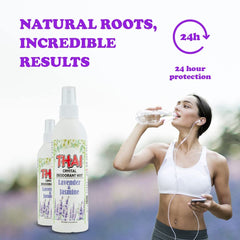 Thai Deodorant Stone Crystal Mist, aplicación suave para días activos.