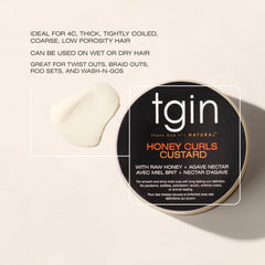 Thank God It's Natural Honey Curls Custard jar on surface emphasizes easy-to-use nourishment