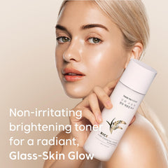 THANKYOU FARMER Niacinamide toner glow shot suggesting brighter, even-toned skin.