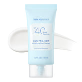 THANKYOU FARMER Sun Project Sun Cream bottle closeup with light texture and SPF40 protection