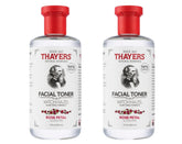 Thayers Rose Petal Toner bottle close-up highlighting alcohol-free hydration.