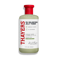 Thayers Oil Balancing Jelly Toner bottle pour shows all-day oil control