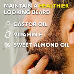 The Beard Club Sandalwood Balm tube demonstrates hydrating care for soft, controlled beard.