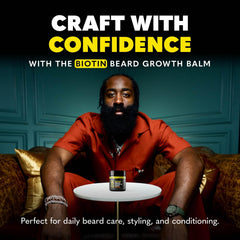 Creamy balm smoothing stray hairs for a polished, manageable beard.