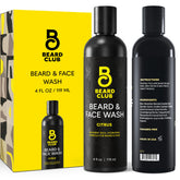 The Beard Club Citrus Beard & Face Wash bottle shows all-in-one cleansing for beard and skin.