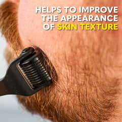 The Beard Club derma roller beard-use for even microneedling across facial hair.