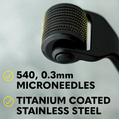The Beard Club replacement head closeup shows 0.3mm titanium needles for precise skincare routines