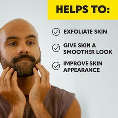 The Beard Club growth oil bottle highlights natural oils to soothe itch.