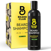 The Beard Club Original Beard Shampoo bottle highlights a sulfate-free formula for softer, healthier facial hair