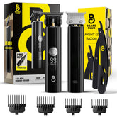 The Beard Club professional T-blade trimmer close-up highlights precision for crisp lines and fades