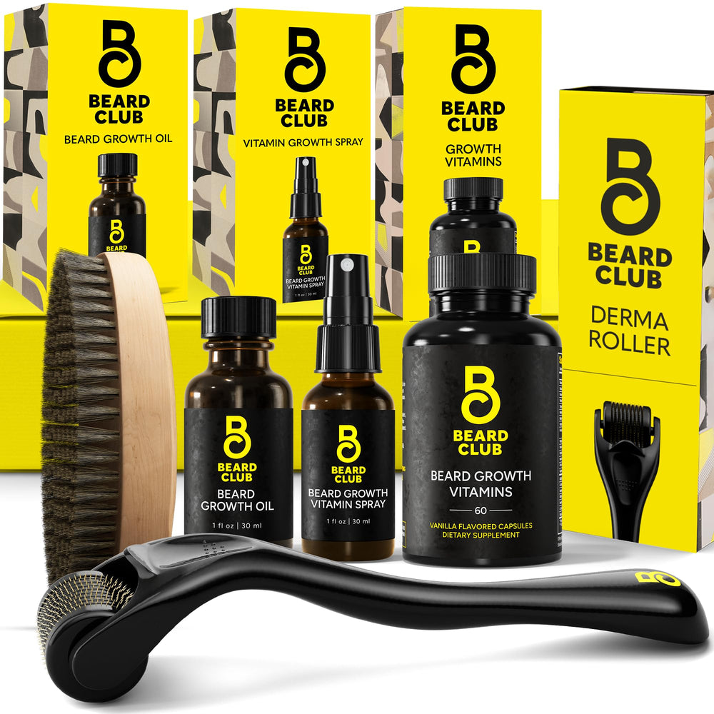 The Beard Club Signature Kit derma roller for skin refreshment and precise grooming.