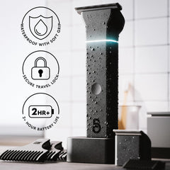 The Beard Club Titanium wide head demonstrates ultra-sharp blades for full-body grooming.