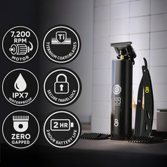 The Beard Club zero-gap blades close-up enabling ultra-clean outlining