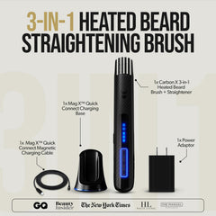 The Beard Struggle Carbon X Heated Brush side profile highlights ergonomic grip for comfort