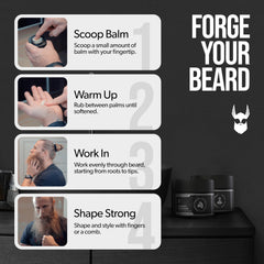 The Beard Struggle Warrior Balm application scene—easy, non-greasy styling.