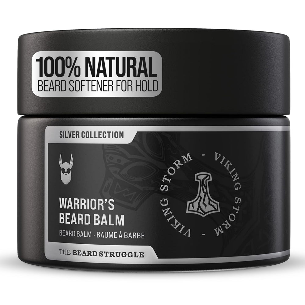 The Beard Struggle Warrior Beard Balm Viking Storm tin—conditioning for a softer, manageable beard.
