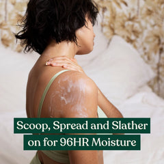 The Body Shop Almond Milk Body Butter applied to skin with a natural glow.