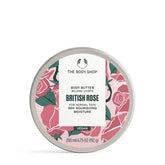 The Body Shop British Rose Body Butter tub close-up showing nourishing hydration.