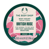 The Body Shop British Rose Yogurt packaging highlights vegan hydration