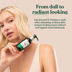 The Body Shop Edelweiss Liquid Peel packaging shows a bottle made from 100% post-consumer recycled plastic.