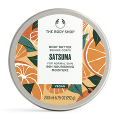 The Body Shop Satsuma Body Butter jar showcases rich nourishment for normal skin